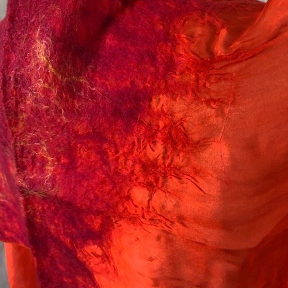 Christa Louise Handmade Silk Wool "Puerta Vallarta" Scarf/Wrap Scarf Wrap 75"L - Picture 8 of 9